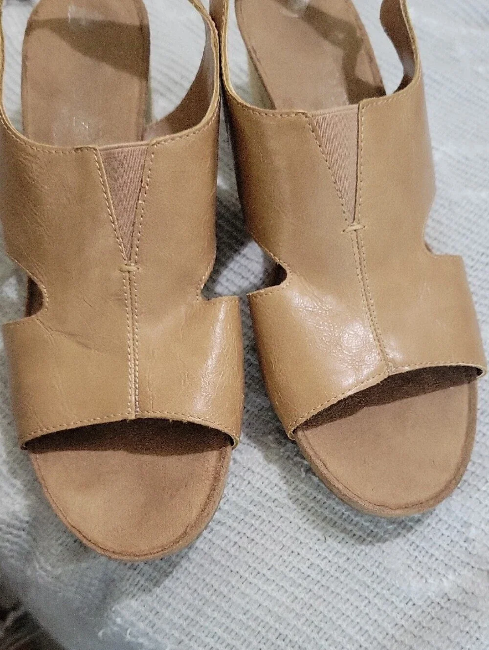 AEROSOLES Honey Cake Tan Open-Toe Espadrille Wedge Sandals Womens 9.5